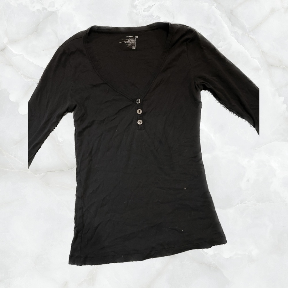 Y2K Black Half Sleeve Top with Buttons
